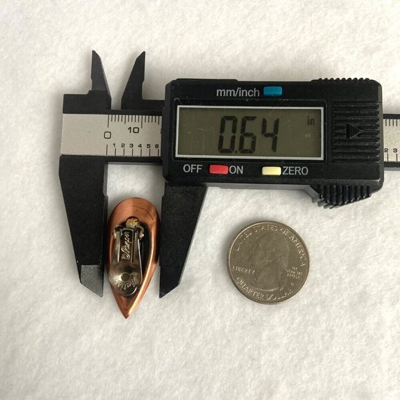 VTG Signed Renoir Matisse Copper Modernist Enamel Teardrop Clip On Earrings - Picture 15 of 16